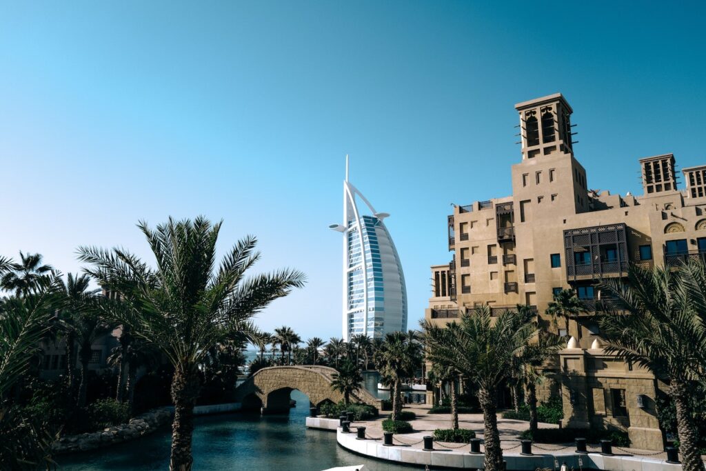 Image showcasing the iconic Burj Al Arab in the United Arab Emirates, symbolizing the country's position among the safest low-tax countries, as recommended by No Borders Founder.